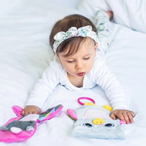 Плюшевая игрушка-oбнимашка для младенцев BabyOno Flat Owl Celeste foto