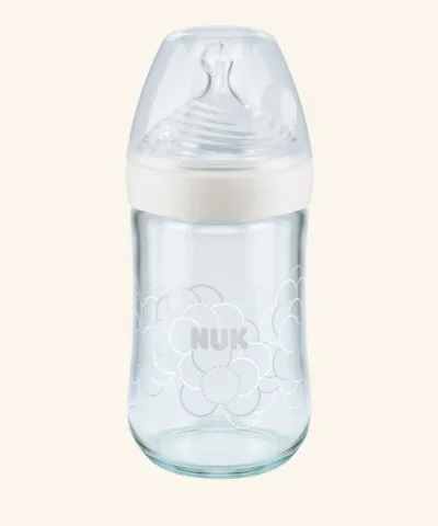 Biberon din sticla NUK Nature Sense cu tetina din silicon (0-6 luni), 240 ml