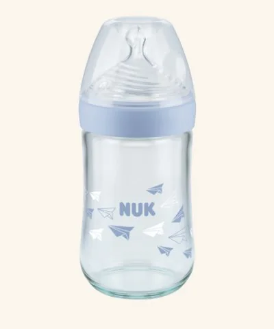 Biberon din sticla NUK Nature Sense cu tetina din silicon (0-6 luni), 240 ml
