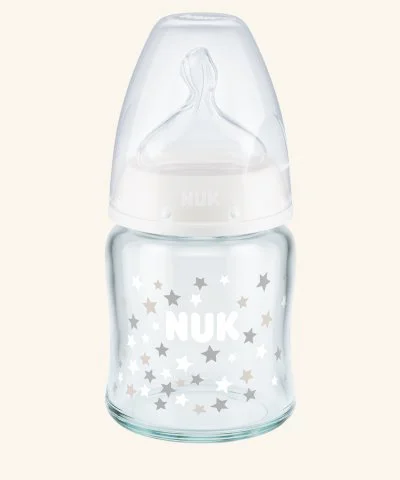 Бутылочка стеклянная NUK First Choice Plus с соской из силикона (0-6меc), 120 мл foto