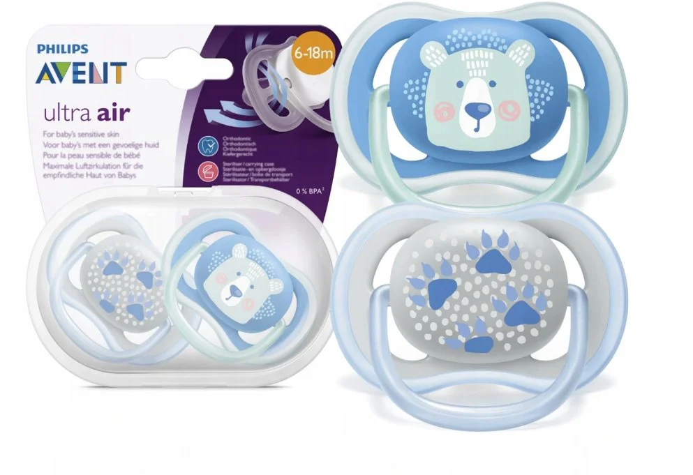 Suzete ortodontice din silicon Philips AVENT Ultra Air Boy in cutie (6-18 luni), 2 buc. foto