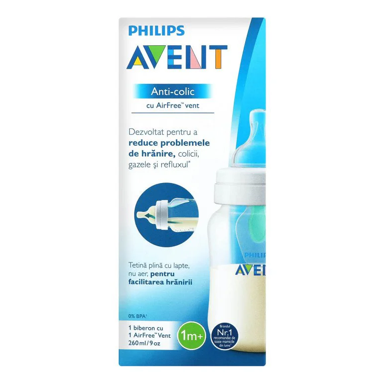 Biberon cu dispozitiv anticolici Philips Avent AirFree cu dispozitiv anticolici, 260 ml. foto