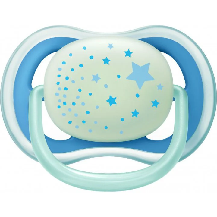Suzete din silicon ortodontice Philips Avent Ultra Air Night Boy (0-6 luni), 2 buc. foto
