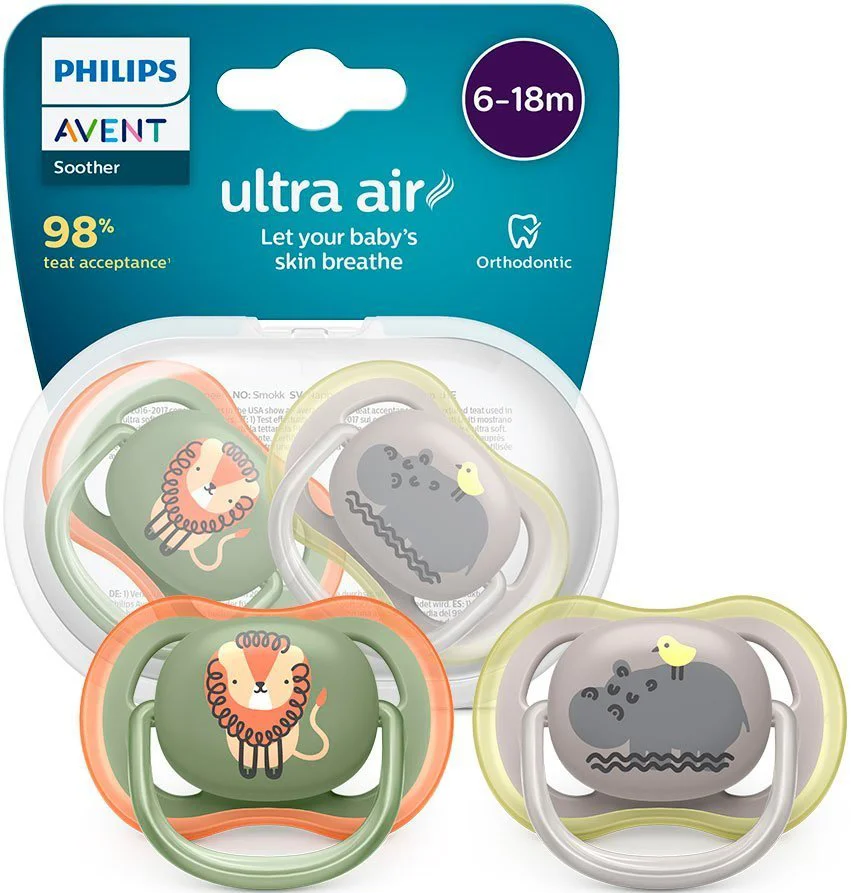 Suzete ortodontice din silicon Philips Avent Ultra Air Boy Safari (6-18 luni), 2 buc. foto