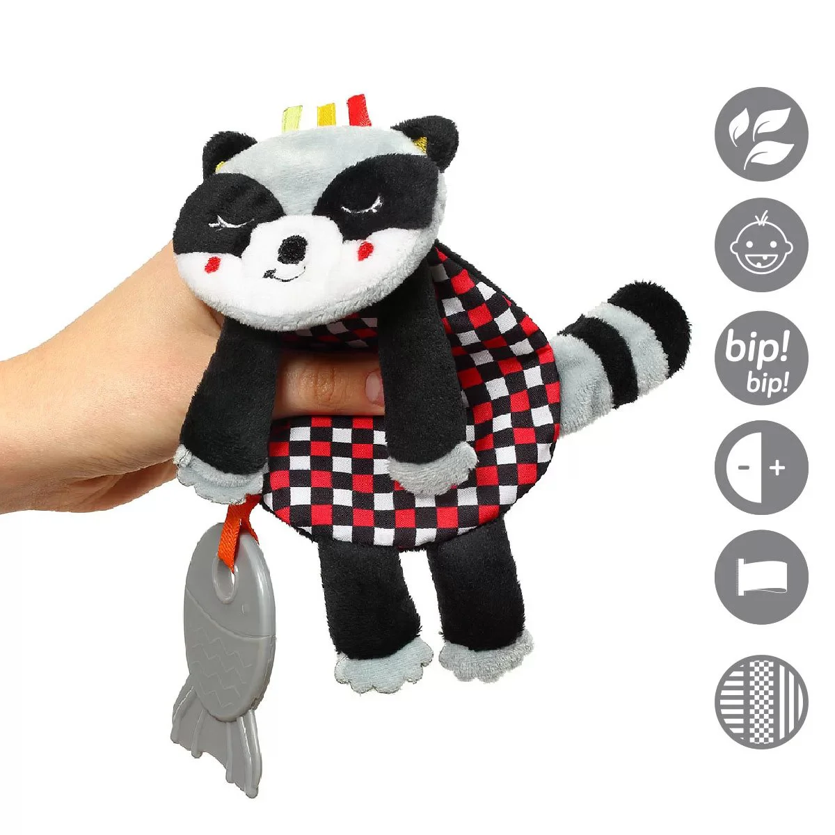 Обнимашка шуршалка c прорезывателeм BabyOno Flat Raccoon Felix