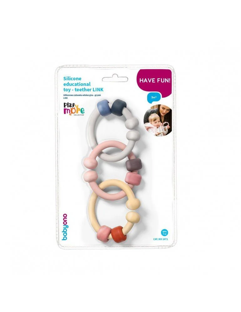 Jucarie-inel gingival BabyOno Link Teether (3+luni)