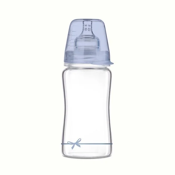 Biberon din sticla Lovi Baby Shower Boy (3+ luni), 250 ml foto