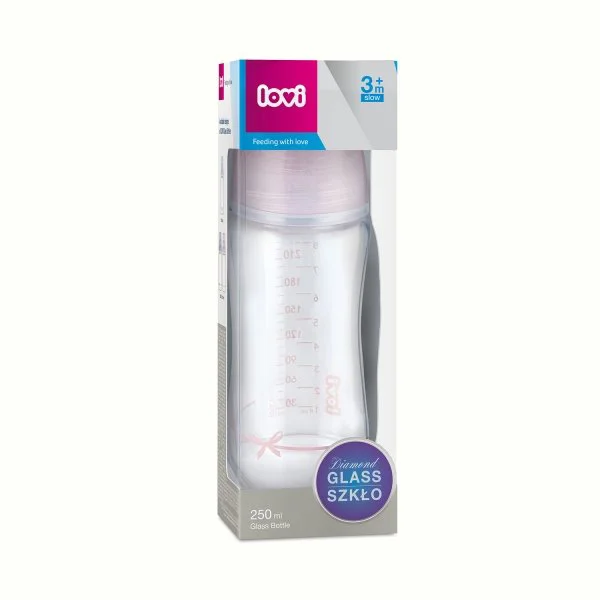 Biberon din sticla Lovi Baby Shower Girl (3+ luni), 250 ml foto