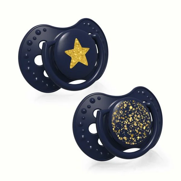 Suzeta dinamica din silicon Lovi Stardust (3-6 luni), 2 buc.