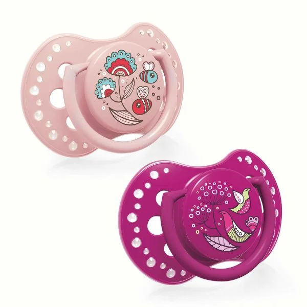 Suzeta dinamica din silicon Lovi Folky Girl (0-3 luni), 2 buc.
