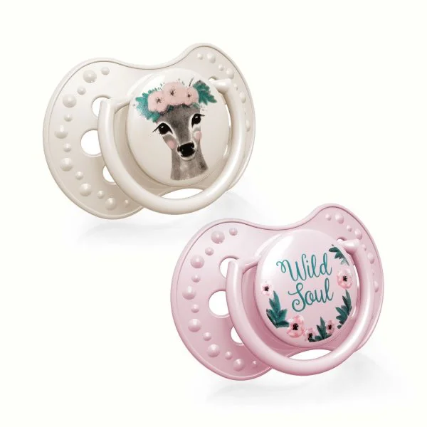 Suzeta dinamica din silicon Lovi Wild Soul Girl (3-6 luni), 2 buc.