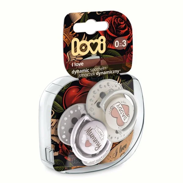 Suzeta dinamica Lovi I Love din silicon (0-3 luni), 2 buc.