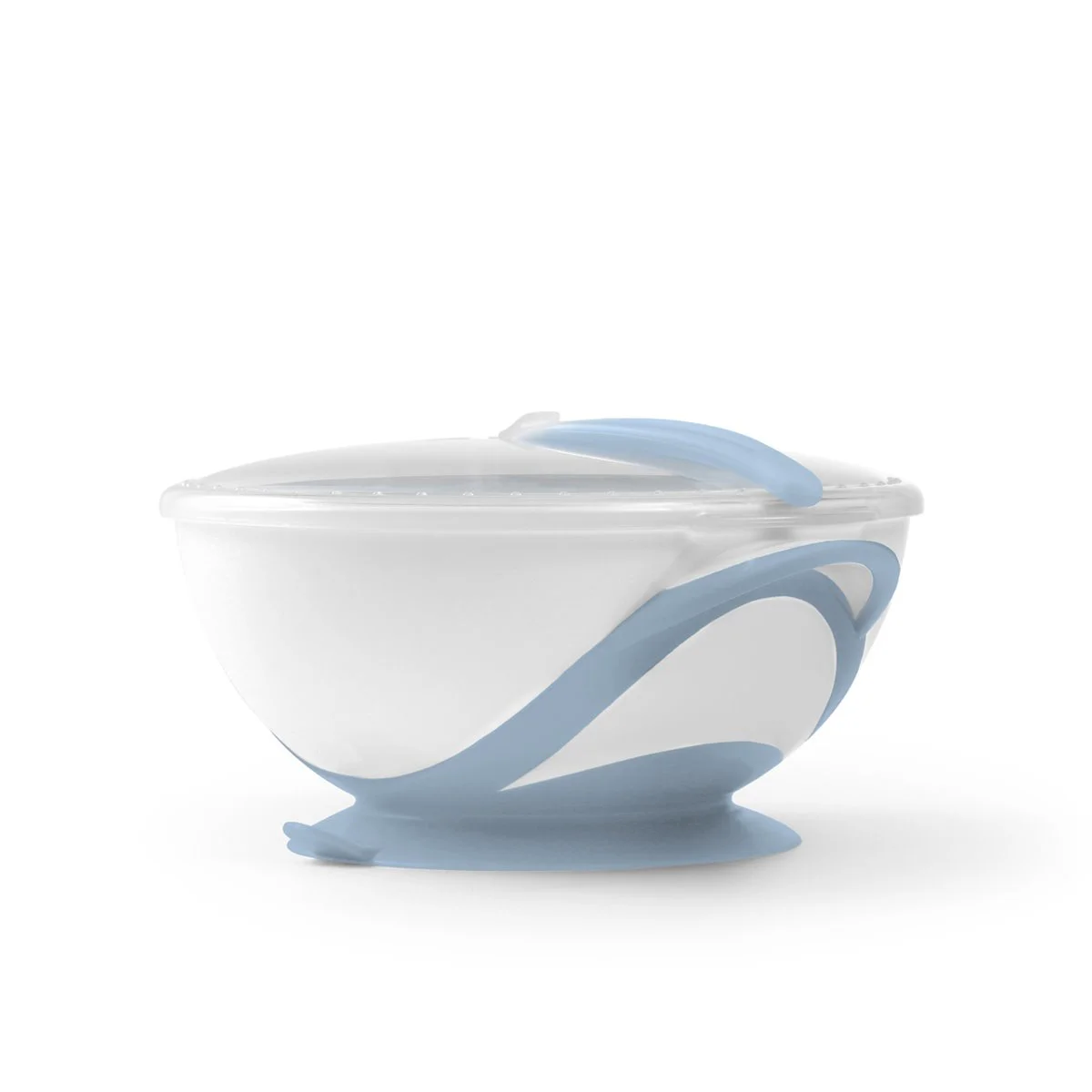 Мисочка с присоской, крышкой и ложкой BabyOno Синий (6+мec), 300 мл. foto