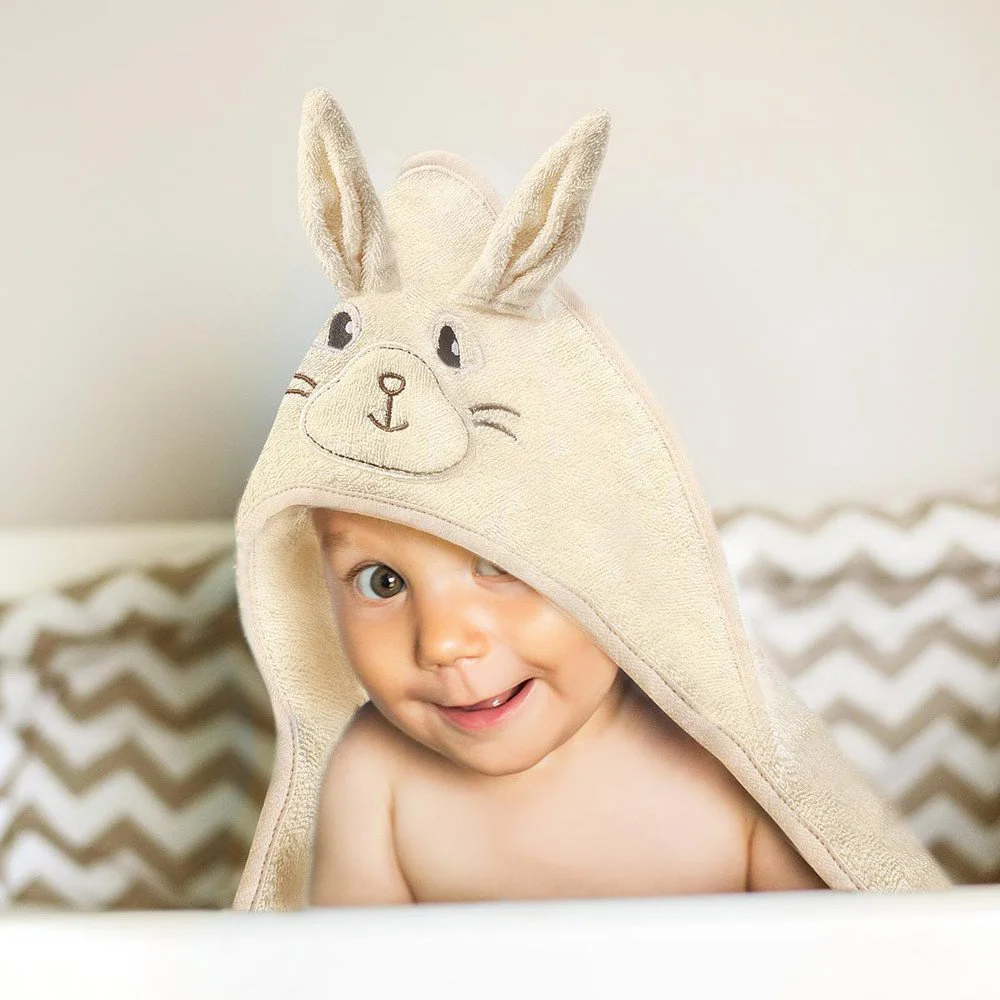 Махровое банное полотенце с ушками BabyOno Bunny Ears Cream, 100 x 100 см foto