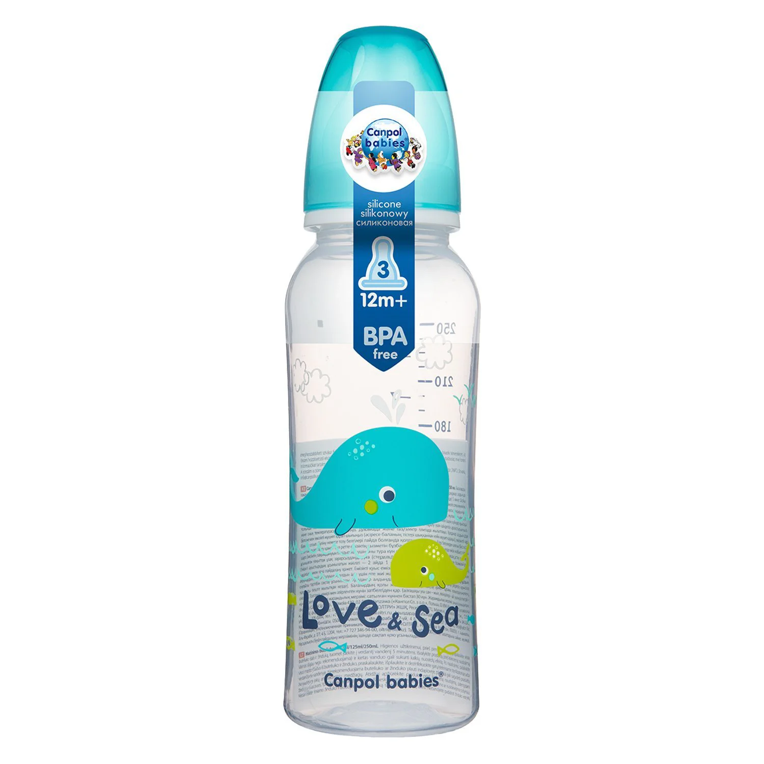 Biberon din plastic Canpol Love&Sea (12+ luni), 250 ml