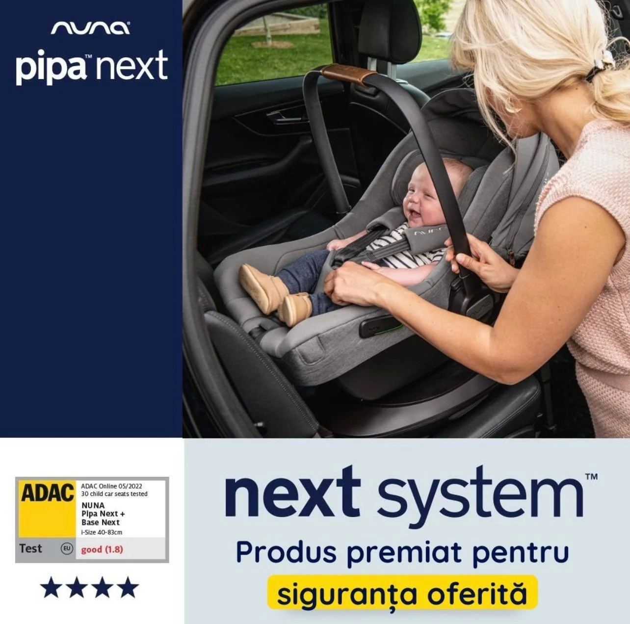 Scoica auto i-Size Nuna PIPA Next 0-13 kg Caviar
