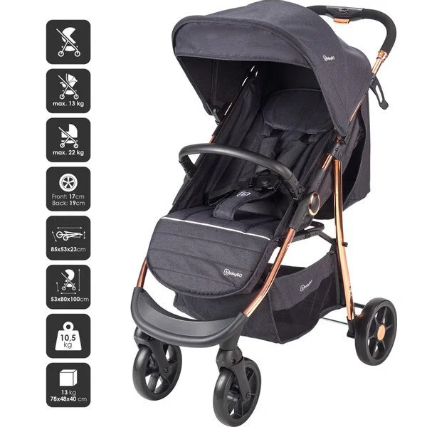 Коляска 3 в 1 BabyGo Style Black-Rose