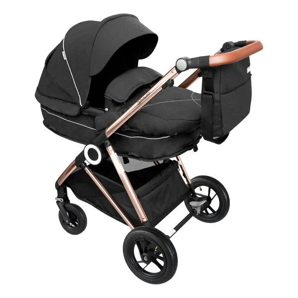 Коляска 3 в 1 BabyGo AIR Halime Black, рама Gold