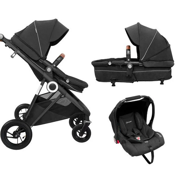 Коляска 3 в 1 BabyGo AIR Halime Black, рама Black