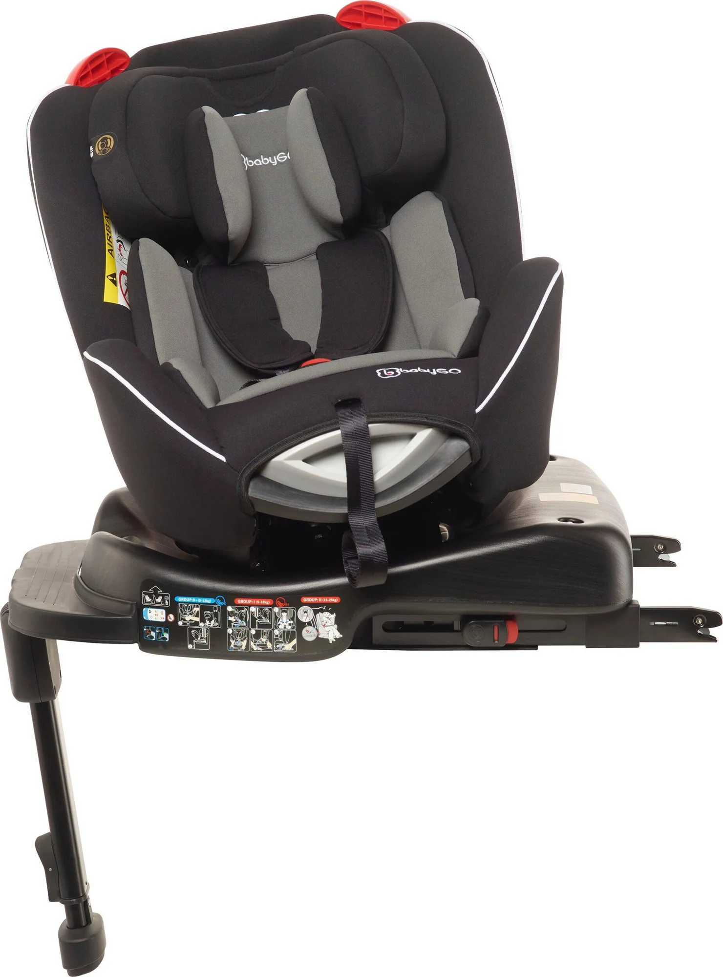 Scaun auto rotativ BabyGo Fixleg 360 Black, 0-25 kg