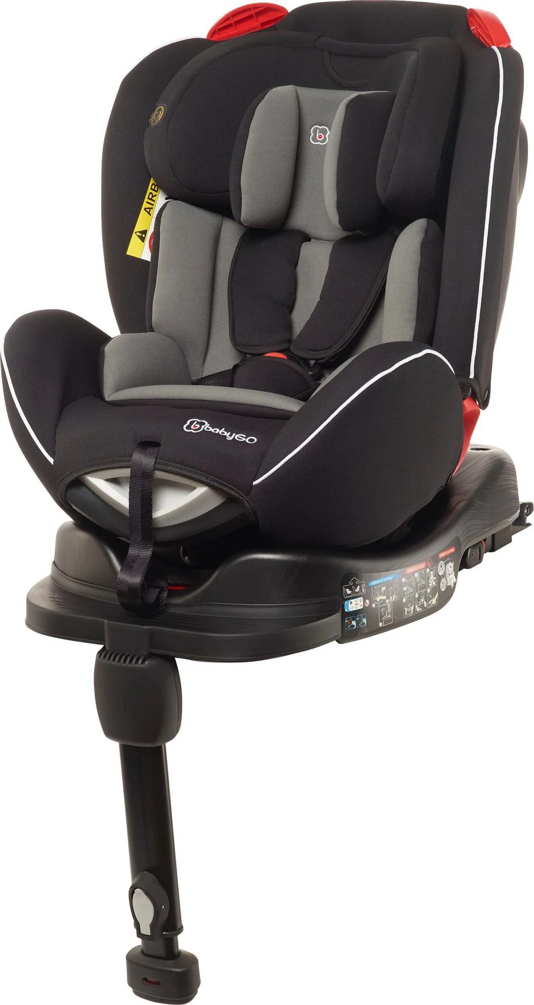 Scaun auto rotativ BabyGo Fixleg 360 Black, 0-25 kg