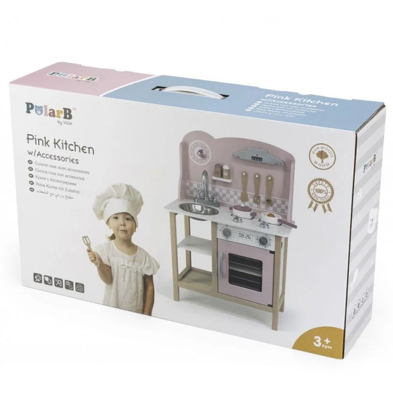 Bucatarie din lemn Viga Toys Pink Kitchen