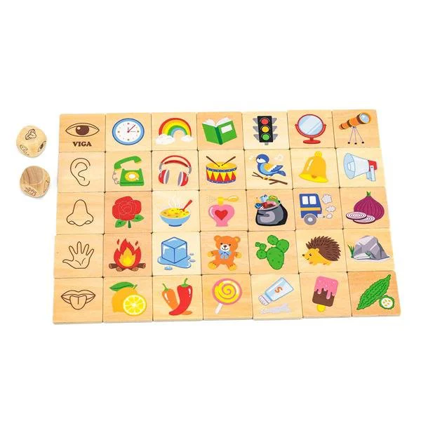 Joc de sortare cu puzzle din lemn Viga Toys Invata simturile foto