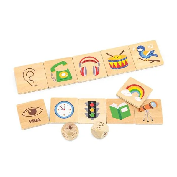 Joc de sortare cu puzzle din lemn Viga Toys Invata simturile foto