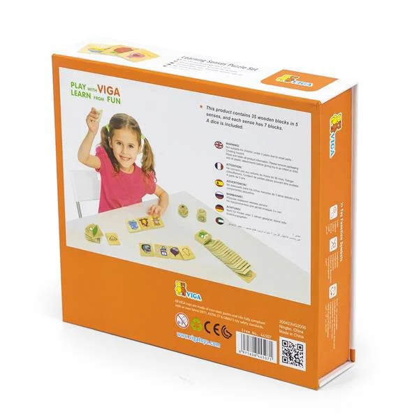 Joc de sortare cu puzzle din lemn Viga Toys Invata simturile foto