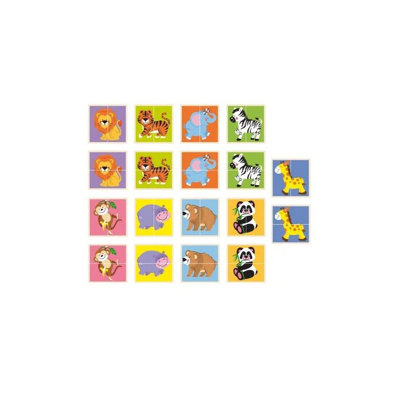 Деревянные мини-пазлы Viga Toys Matching Puzzle Wild Animals foto