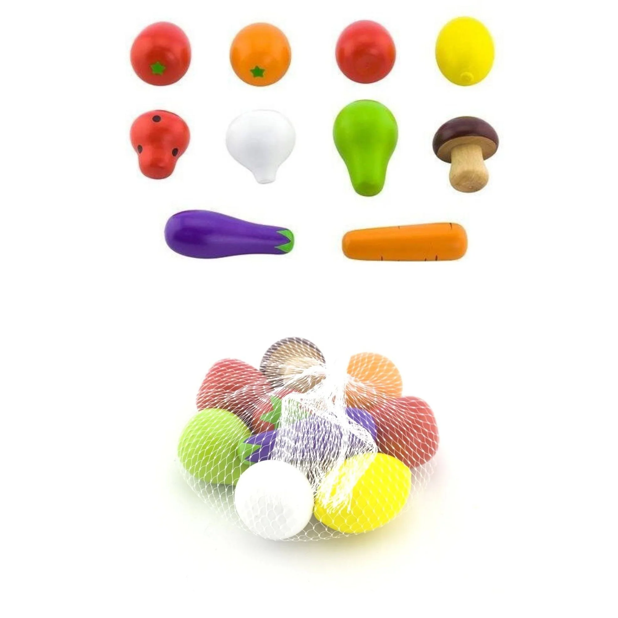 Jucarie din lemn Viga Toys Fructe si Legume, 10 buc. foto