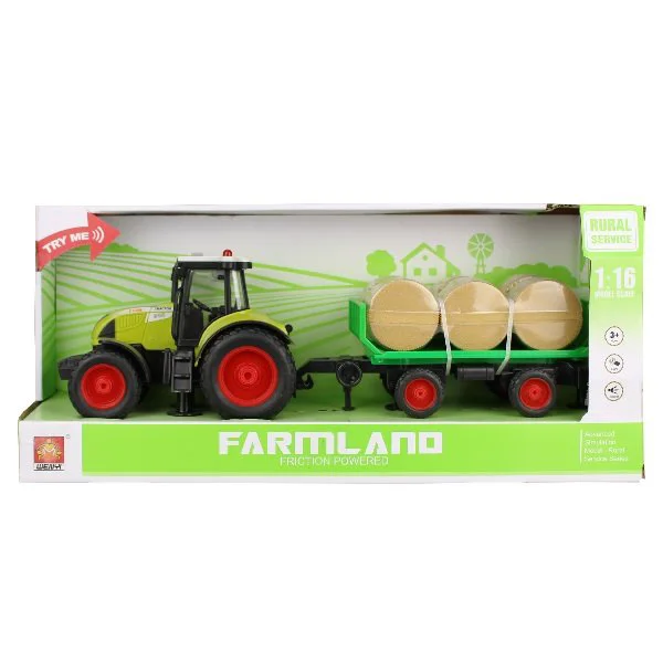 Tractor cu inertie Wenyi Trailered Farm Tractor cu lumini si sunete, 1:16 foto