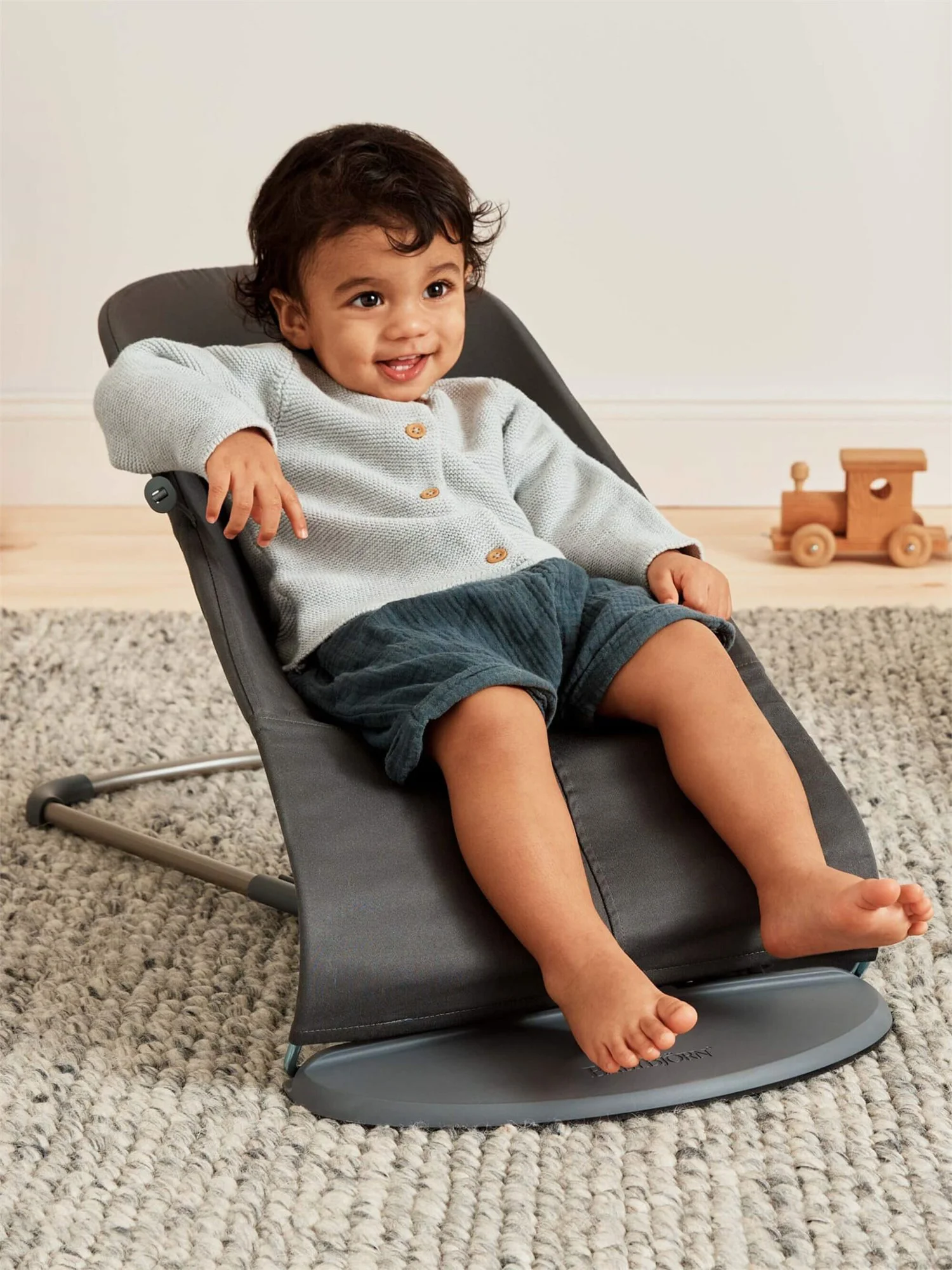 Кресло-шезлонг BabyBjorn Bliss Anthracite, хлопок