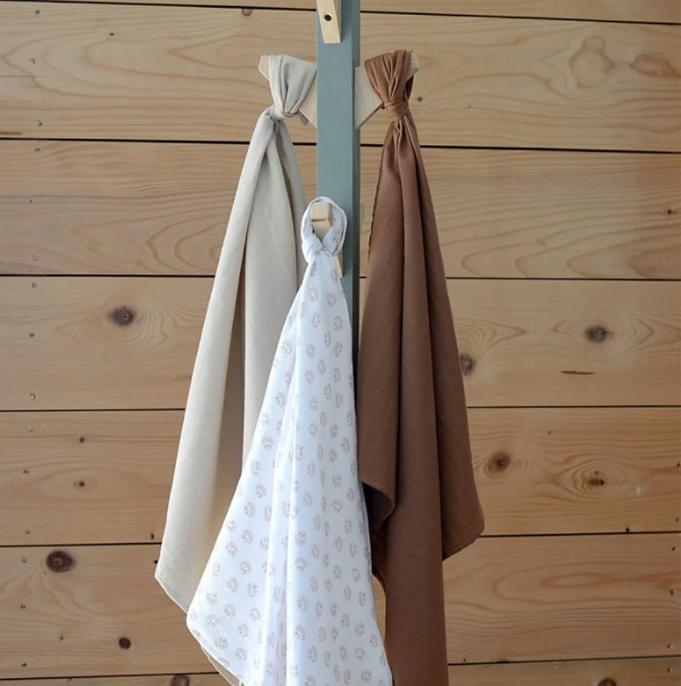 Set Muselina Beaba Herisson Marron din bumbac organic, 3 buc.