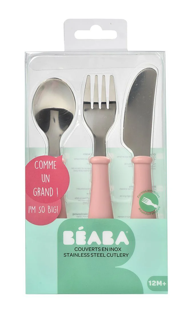 Set 3 tacamuri din inox Beaba Roz