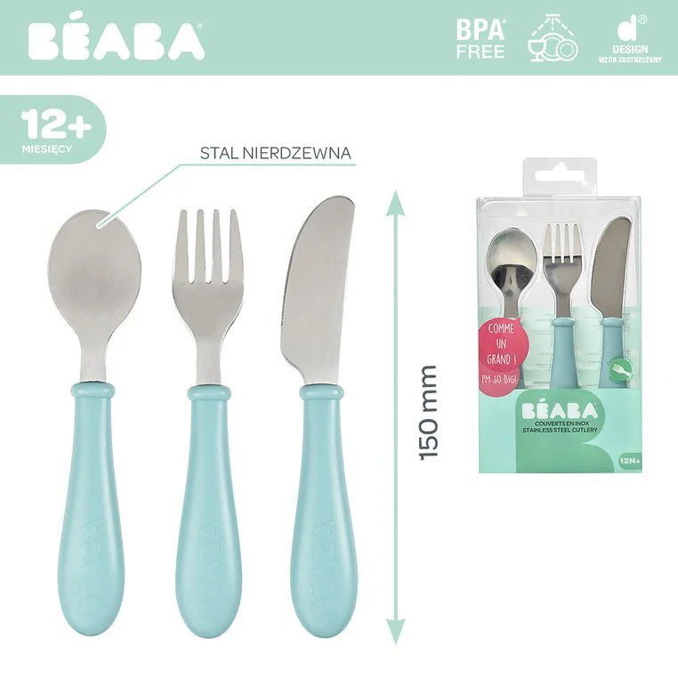 Set 3 tacamuri din inox Beaba Airy Green