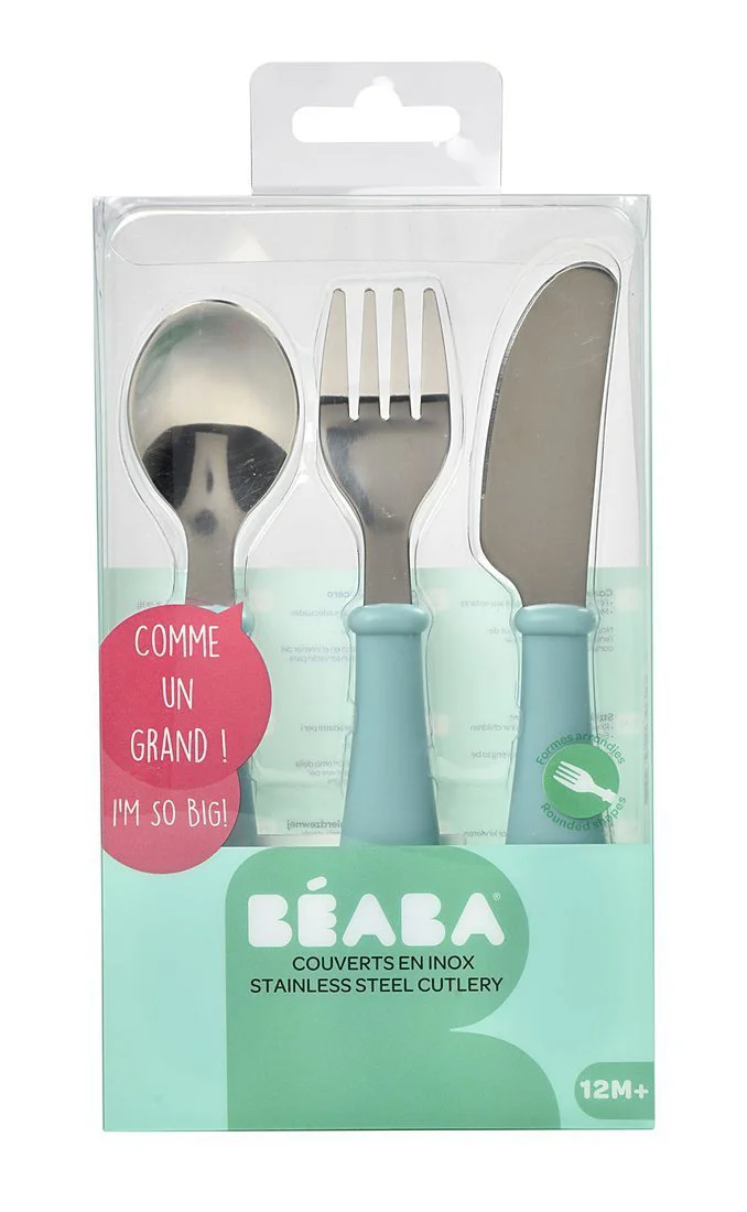 Set 3 tacamuri din inox Beaba Airy Green