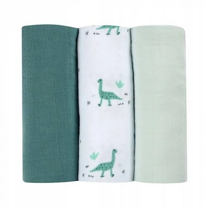 Набор муслиновых пеленок Beaba Jurassic Green 70x70 см, 3 шт.