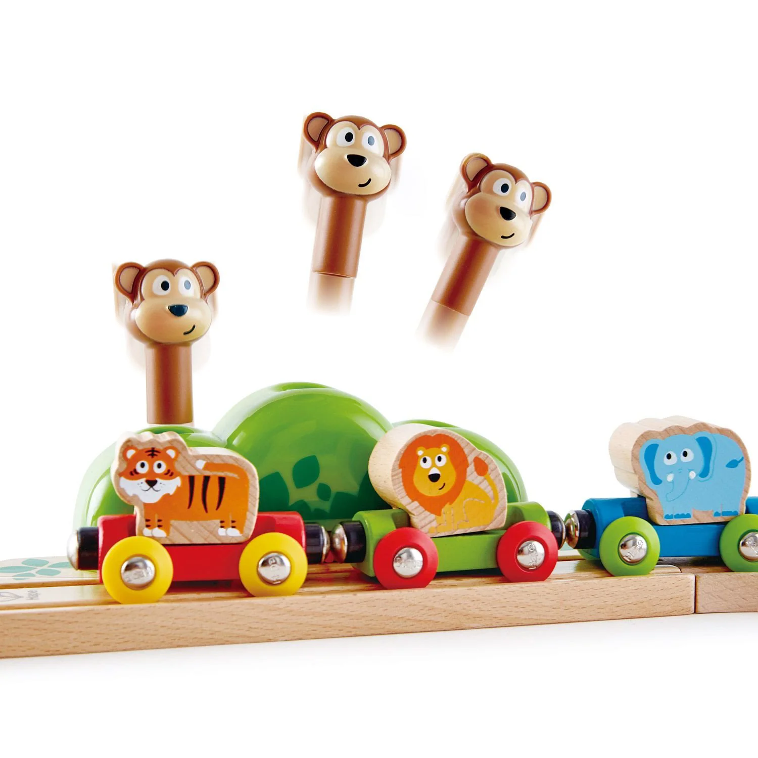 Jucarie din lemn Hape Music and Monkey Railway