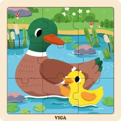 Деревянный пазл с крупными деталями Viga Toys Утка, 9 элементов
