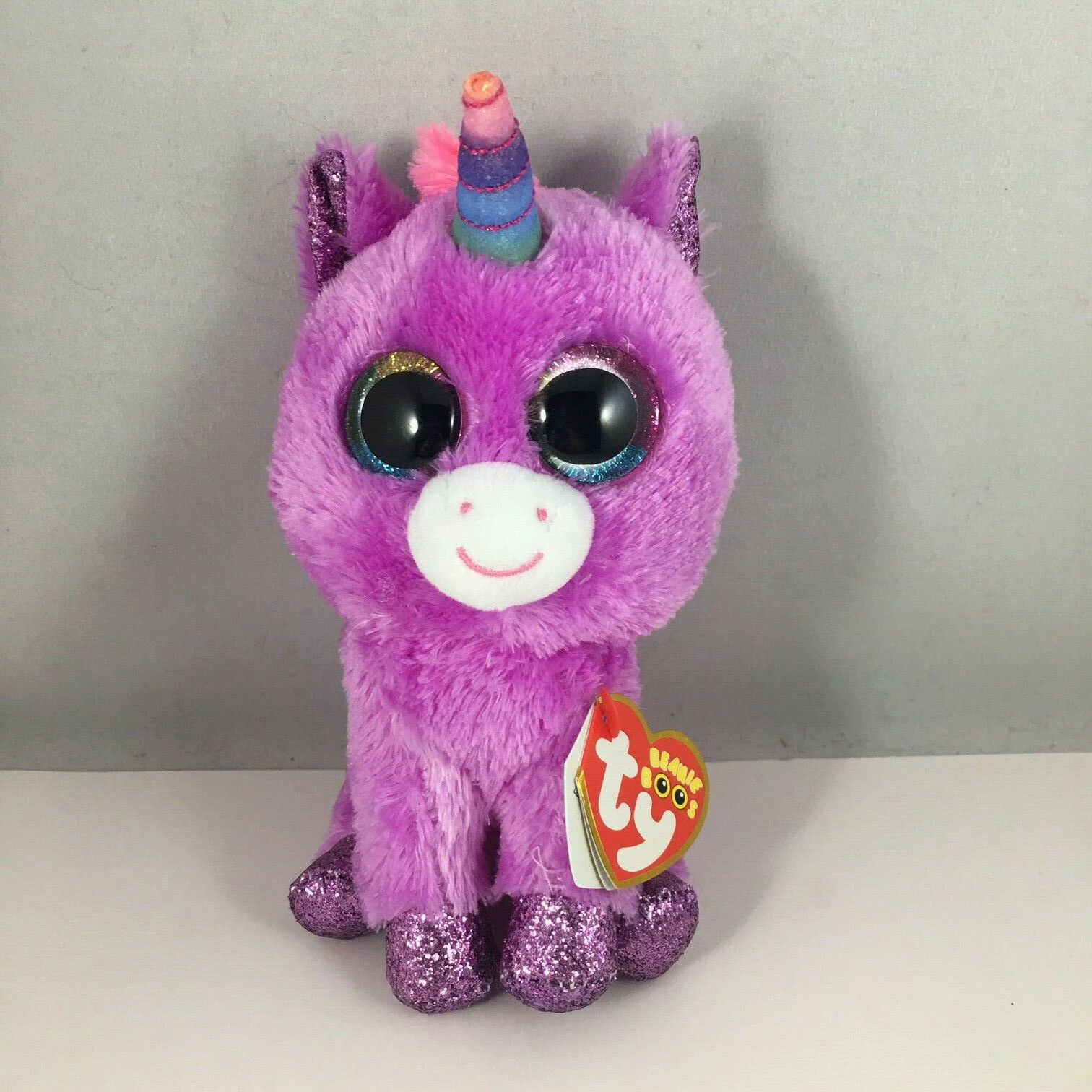 Jucarie de plus TY Unicornul Rosette, 15 cm foto