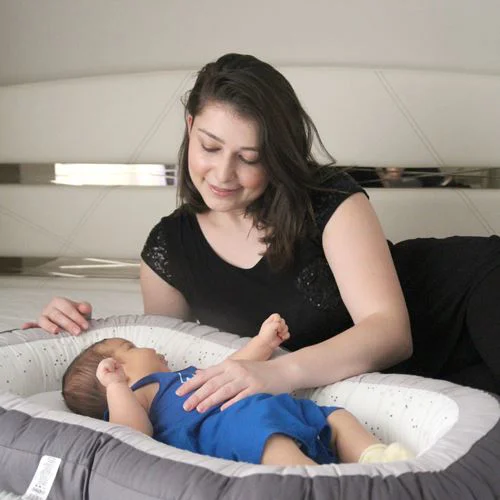 2-сторонний Бебинест BabyJem Luxury Between Parents Blue foto