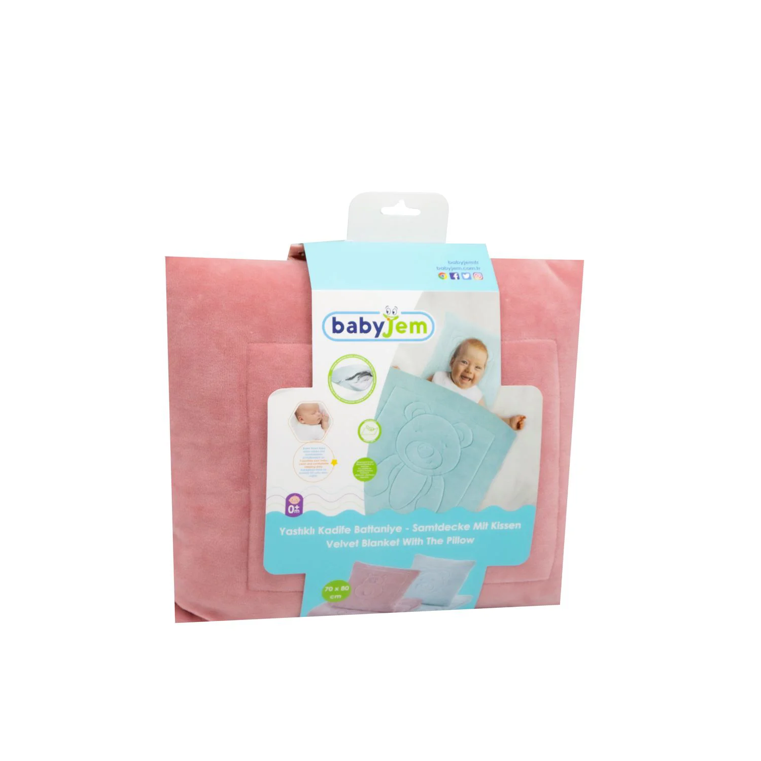 Комплект плюшевой подушки и одеяла BabyJem Pink foto