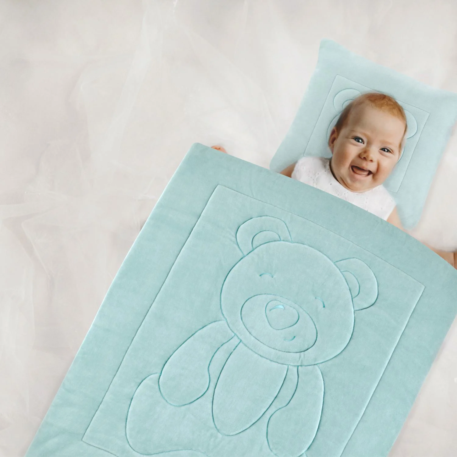 Комплект плюшевой подушки и одеяла BabyJem Green foto