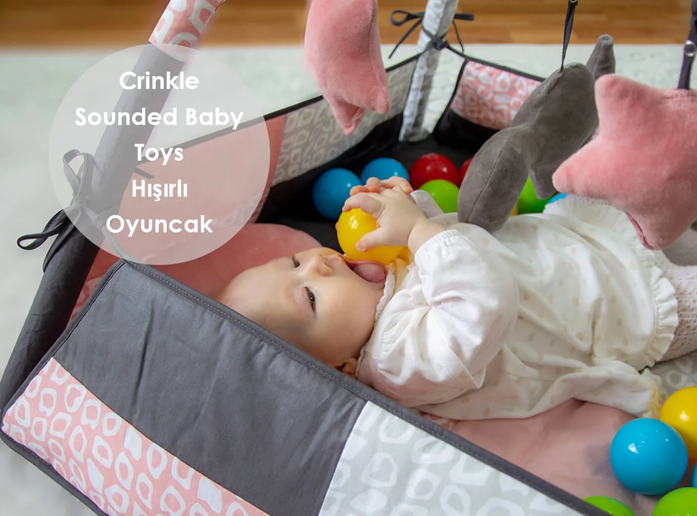 Salteluta de activitati cu bile BabyJem Roz foto