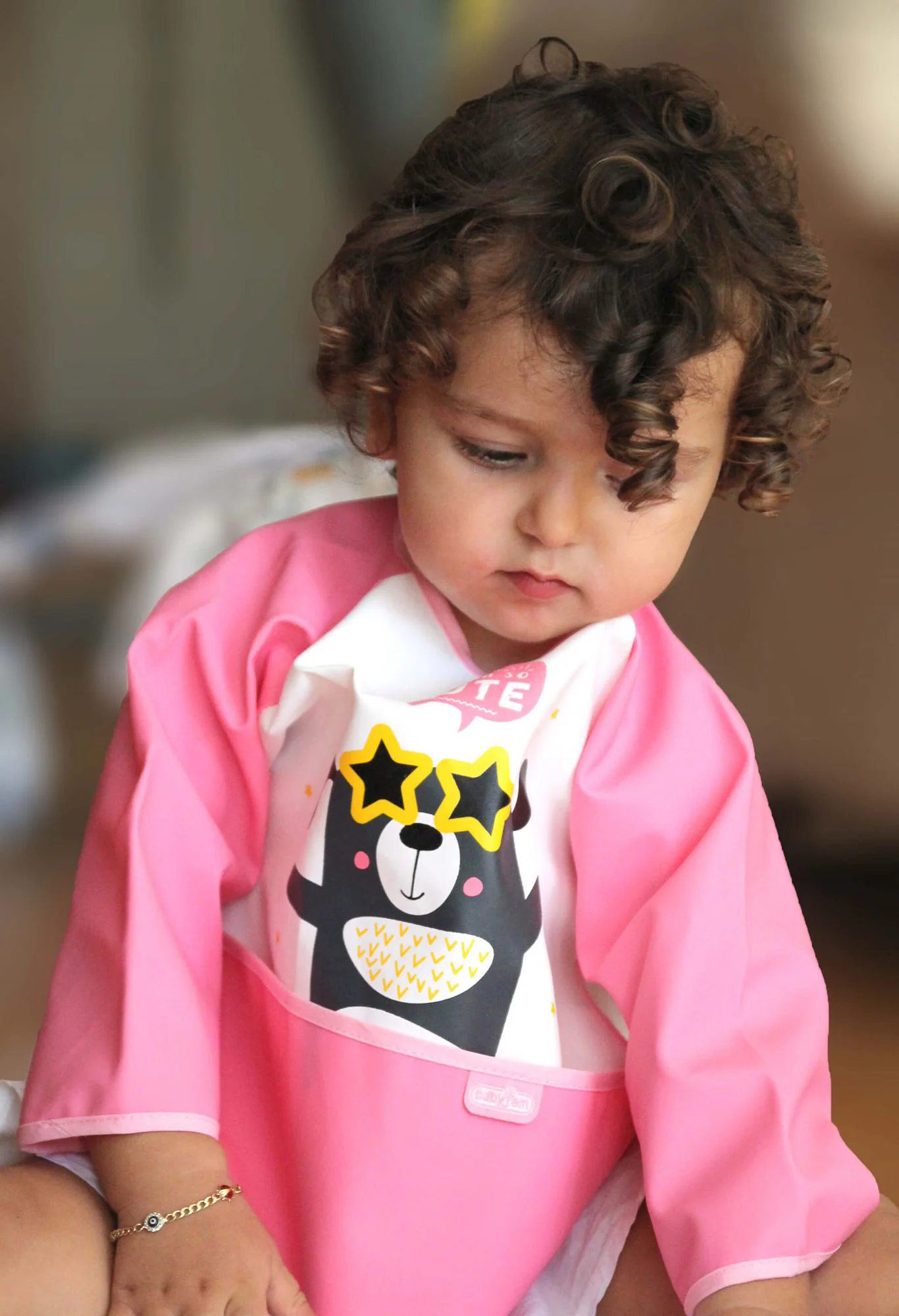 Нагрудник с рукавами и карманом BabyJem Polly Bib Pink