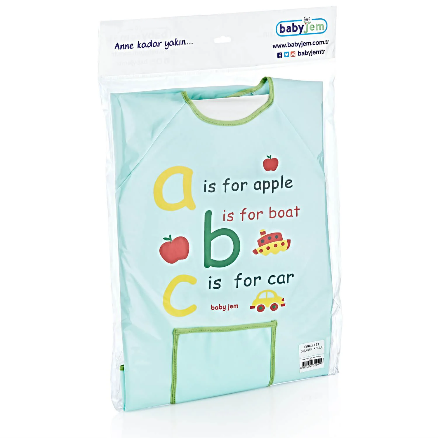 Нагрудник с рукавами для занятий BabyJem ABC Green