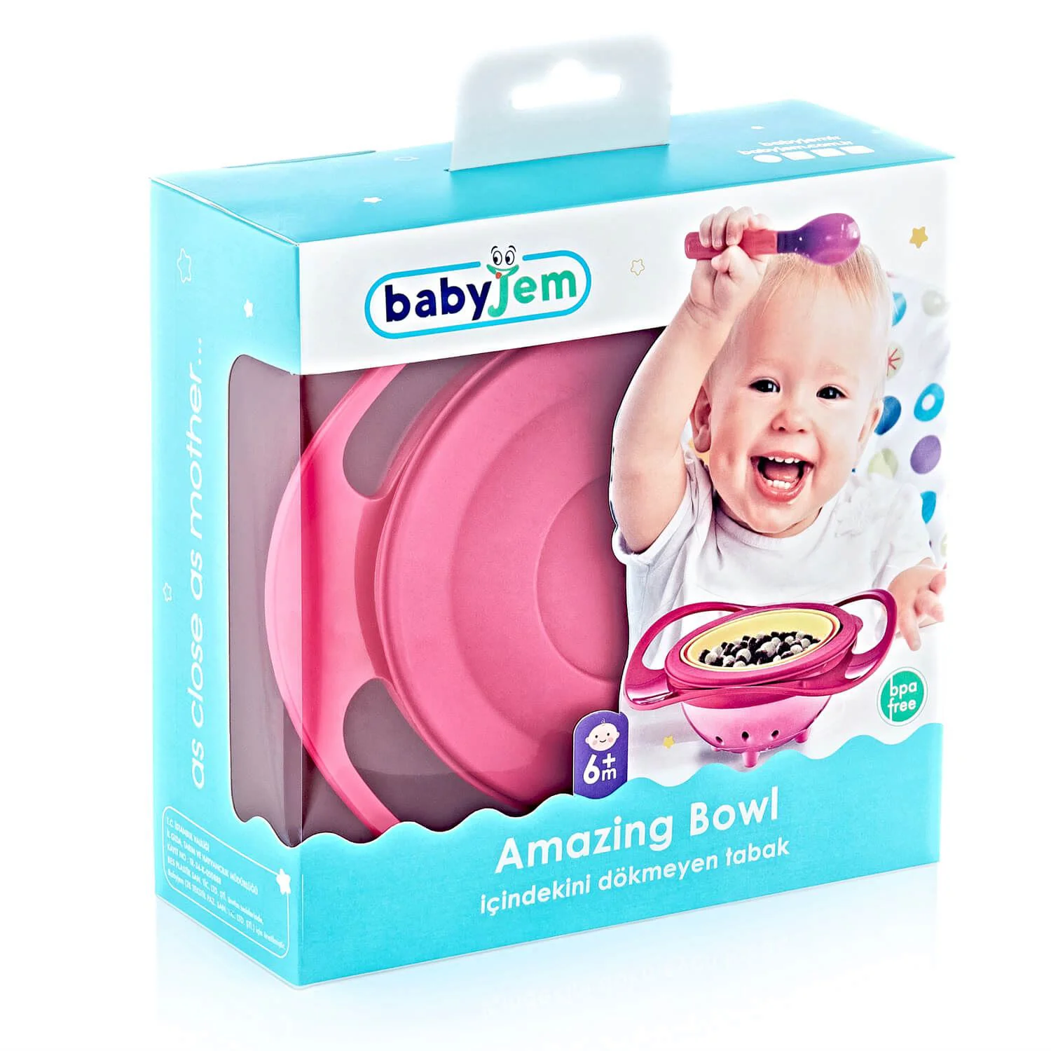 Многофункциональная миска с крышкой и вращением на 360 градусов BabyJem Amazing Bowl Pink