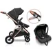 Коляска 3 в 1 BabyGo AIR Halime Black, рама Gold