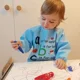 Нагрудник с рукавами для занятий BabyJem ABC Blue